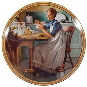 Vintage Norman Rockwell Collector Plate "Working in the Kitchen" 1983